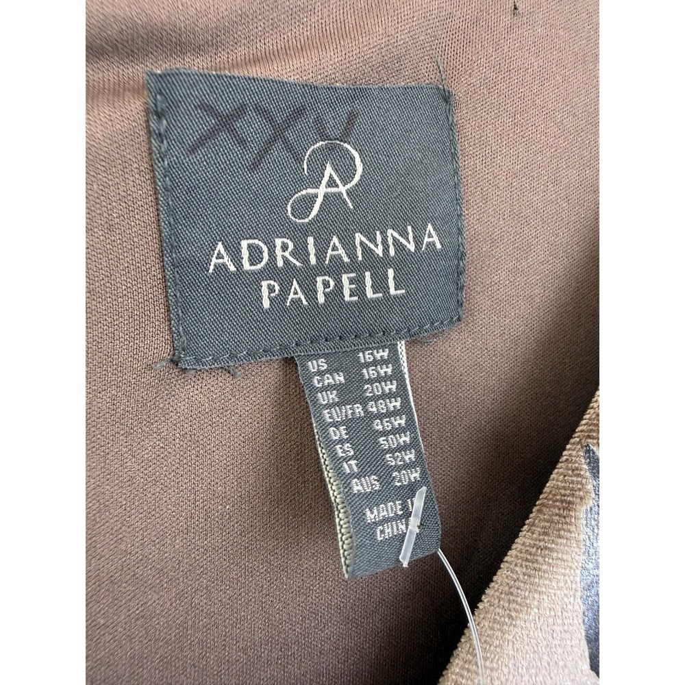 NEW Adrianna Papell FOIL Velvet Floral Maxi Dress GOWN Women 16W Taupe Burnout - Picture 5 of 13